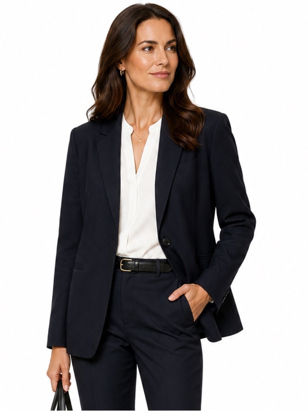 GARNET HILL Navy Blue Wool Blazer‎ One Button Career Professional Women’s Size 8